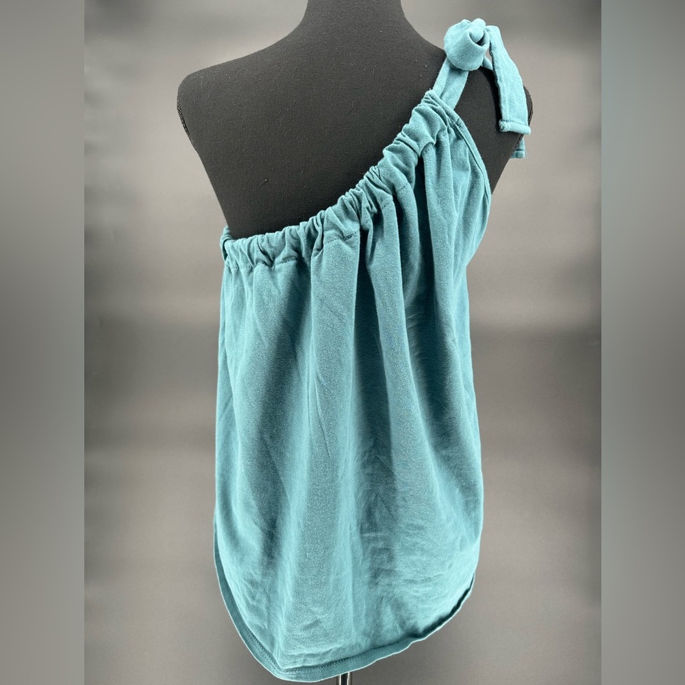 #79- BiBi One-Shoulder Teal Blue Top Size M - Picture 3 of 7